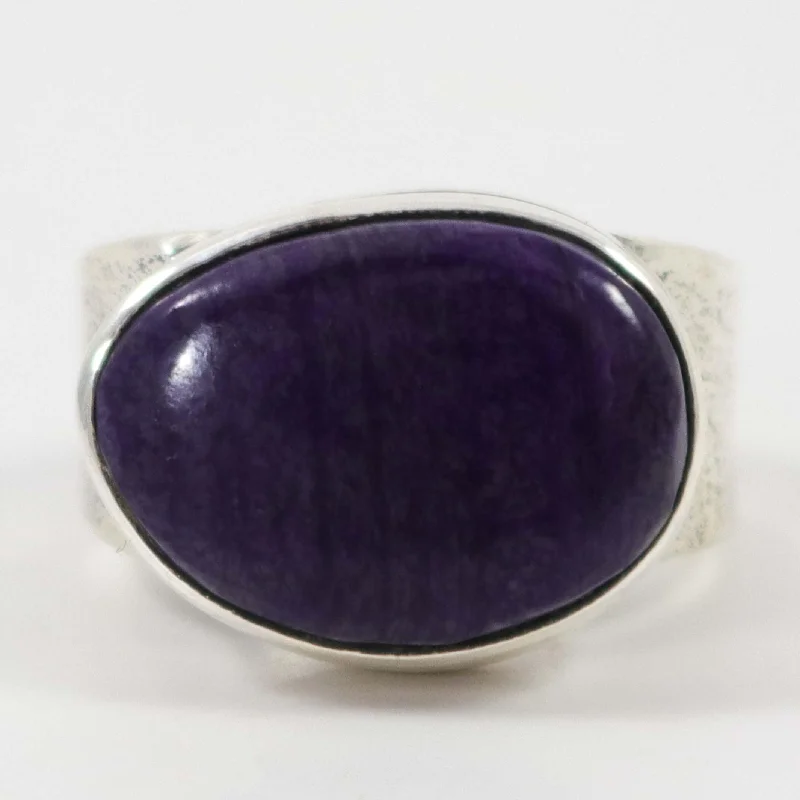 Triangular design rings-Sugilite Ring