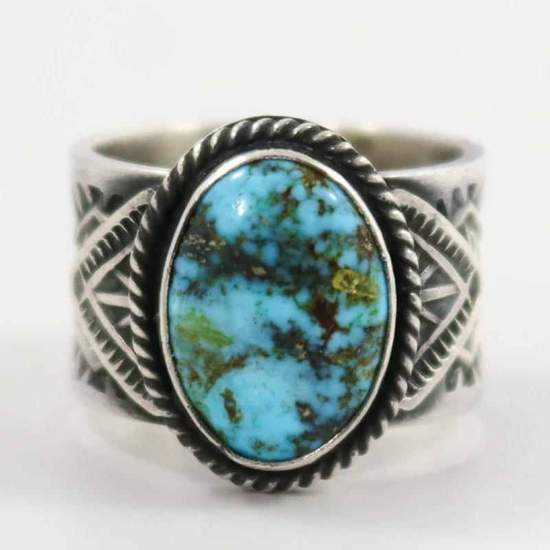 Bird feather rings-Kingman Turquoise Ring