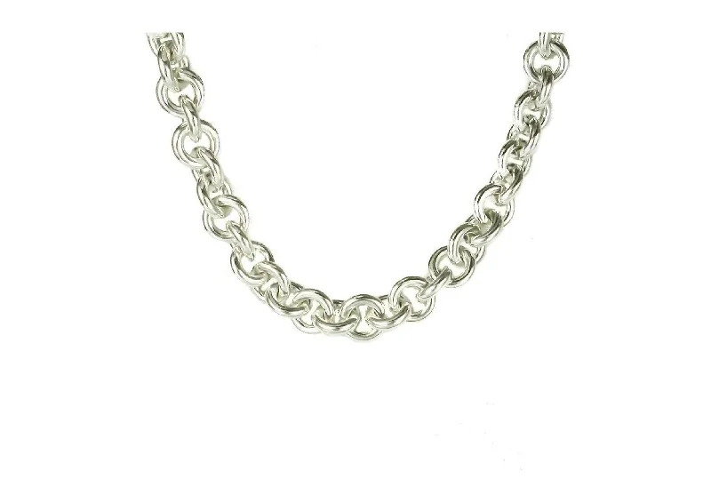 Stretch cord necklaces-Open Round Link Necklace, Pure Silver