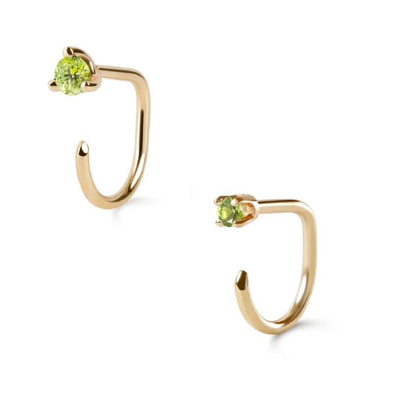 Custom letter rings-Claw Asymmetric Earring Pair, Peridot