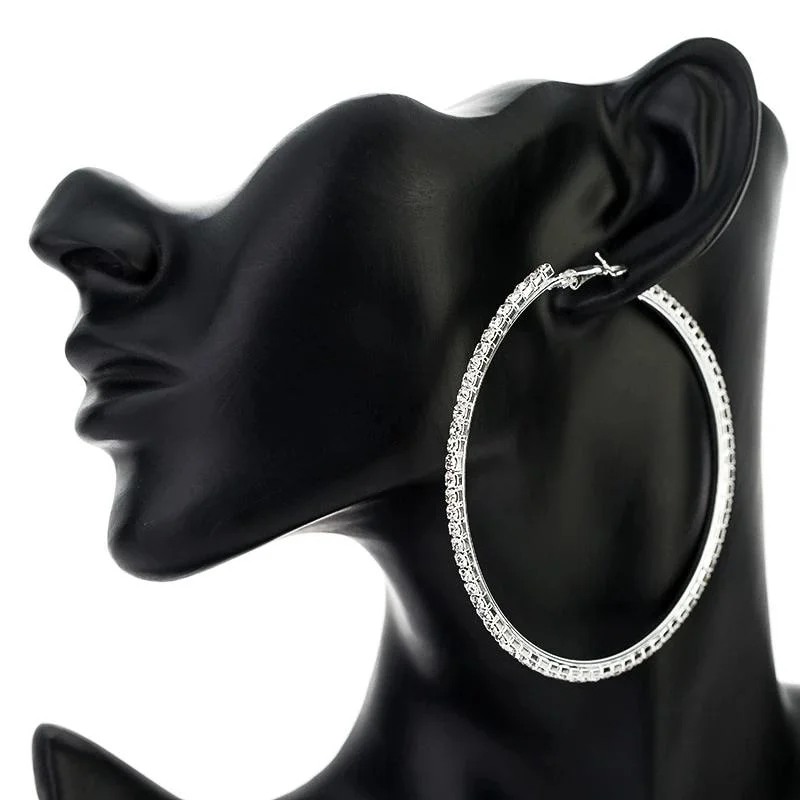 Ethnic feather earrings-Crystal Earrings Hoops