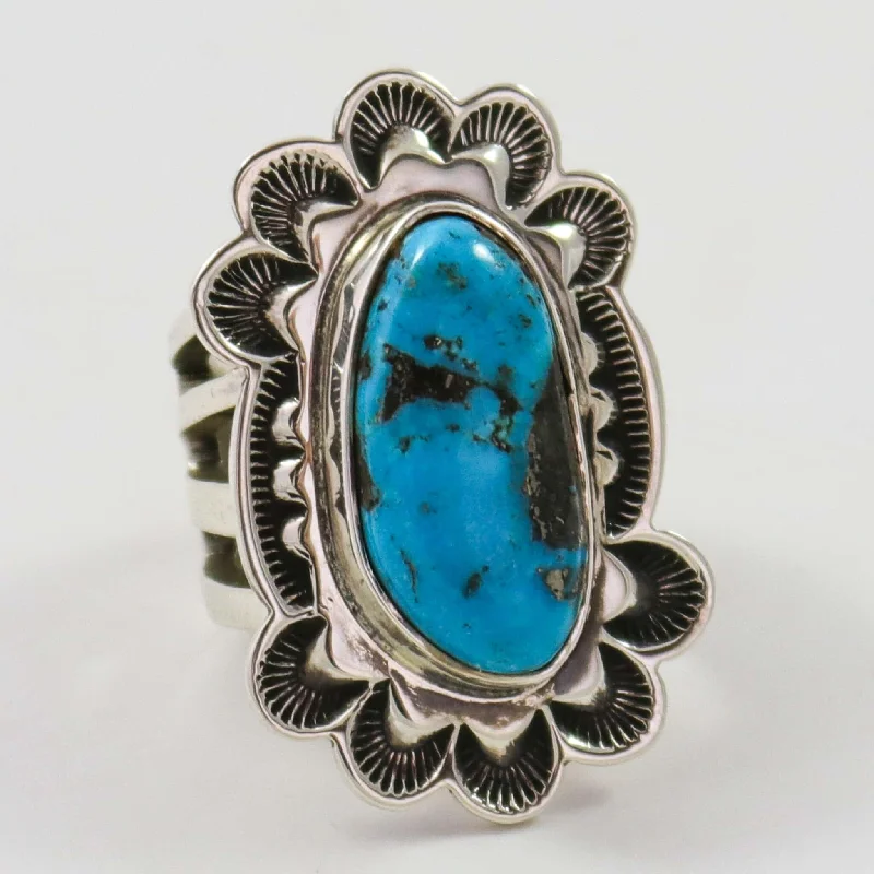 Glittering crystal rings-Morenci Turquoise Ring