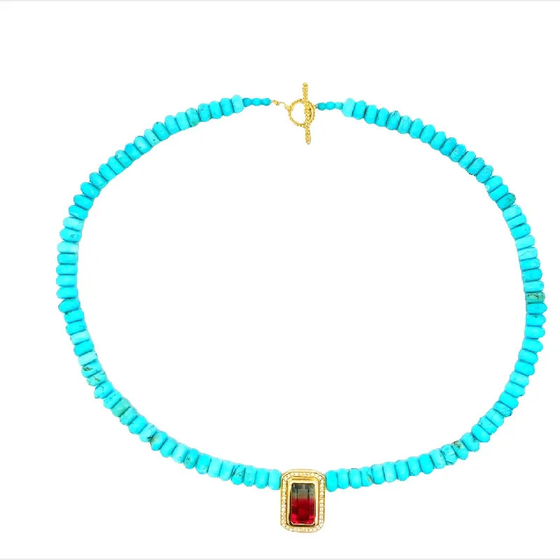 Horoscope charm necklaces-Watermelon Tourmaline Collar Necklace