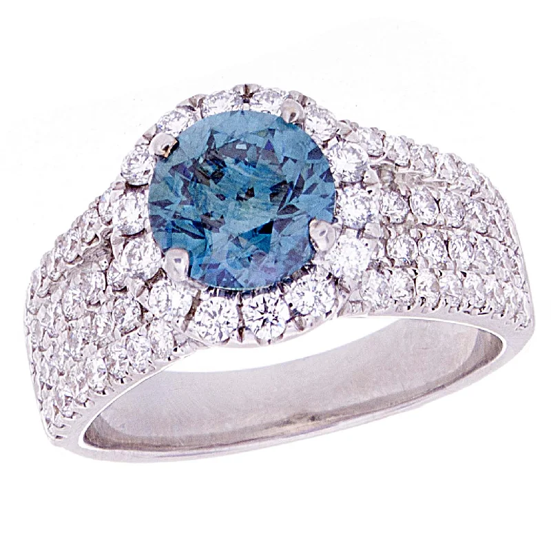 Peace charm rings-Blue Diamond Solotaire Ring