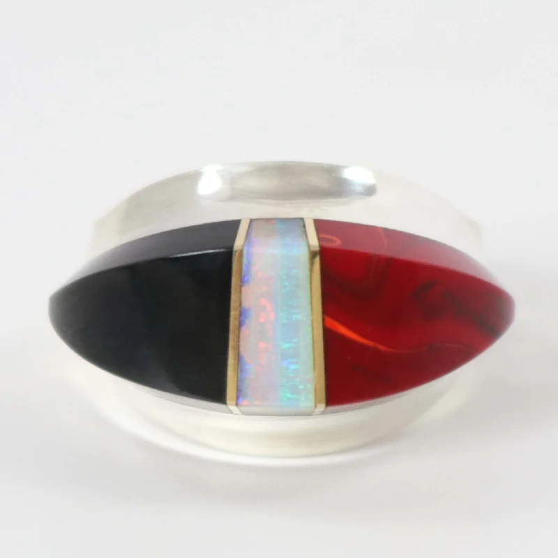 Monthly birthstone rings-Multi-Stone Inlay Ring