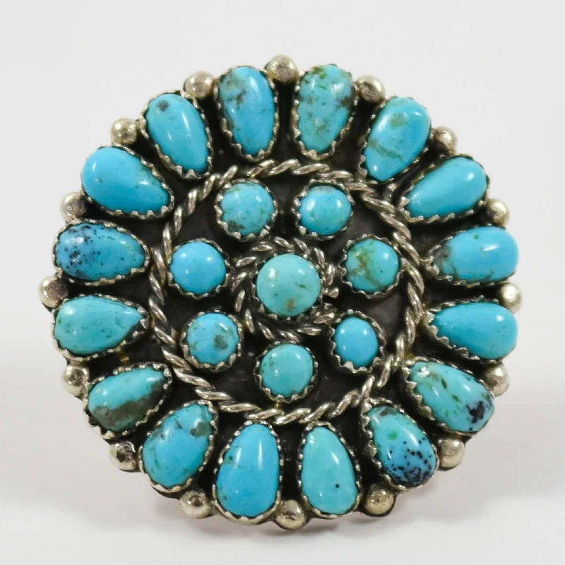 Glimmering druzy rings-Kingman Turquoise Ring