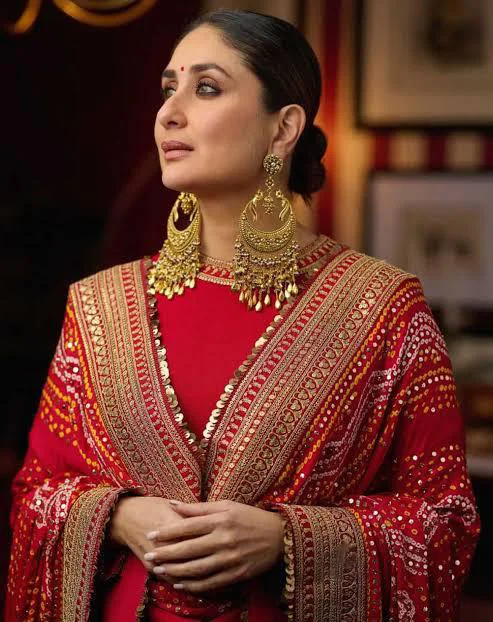 Arabic tile earrings-Kareena Kapoor Inspired Golden Ethnic Earrings Set