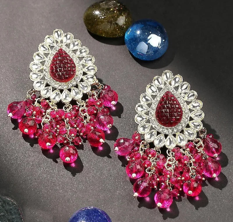 Half-moon earrings-Bollywood Kundan Earrings Indian Earrings pearl Earring Pakistani Earrings Statement