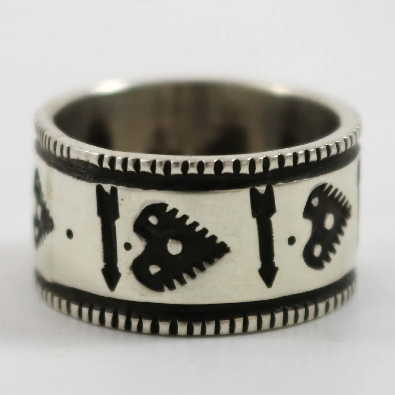 Flexible open rings-Stamped Coin Silver Ring