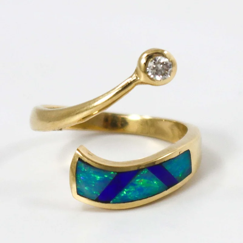 Topaz inlay rings-Gold Shooting Star Ring