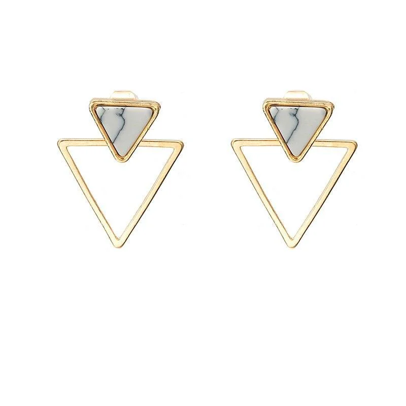 Plated silver earrings-Push-back Triangle Earrings