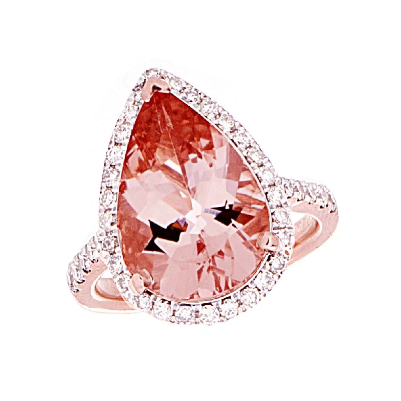 Artistic shape rings-Morganite Halo Ring