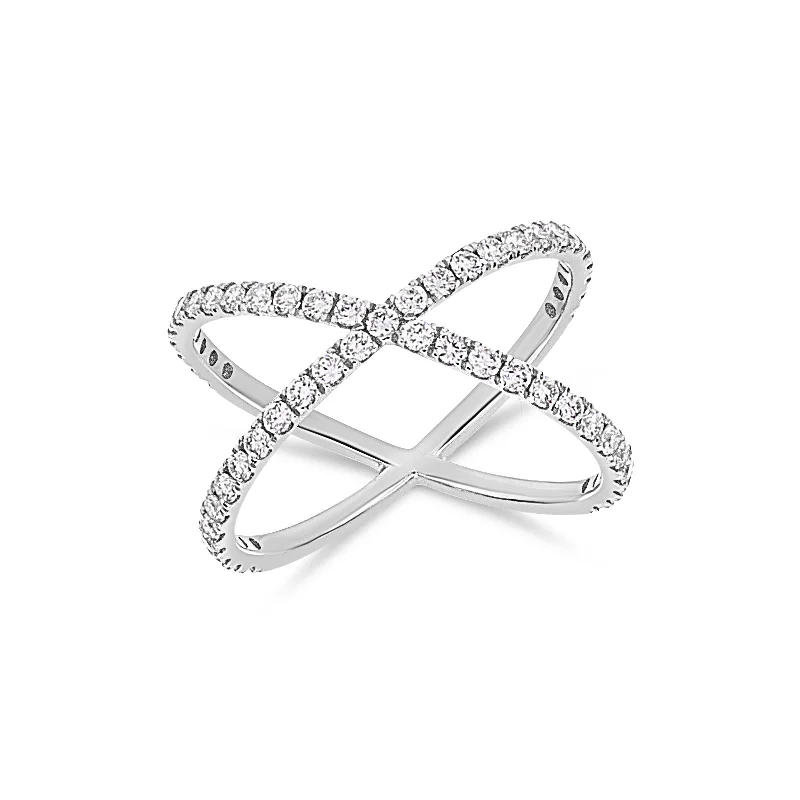 Sleek band rings-Diamond X Ring