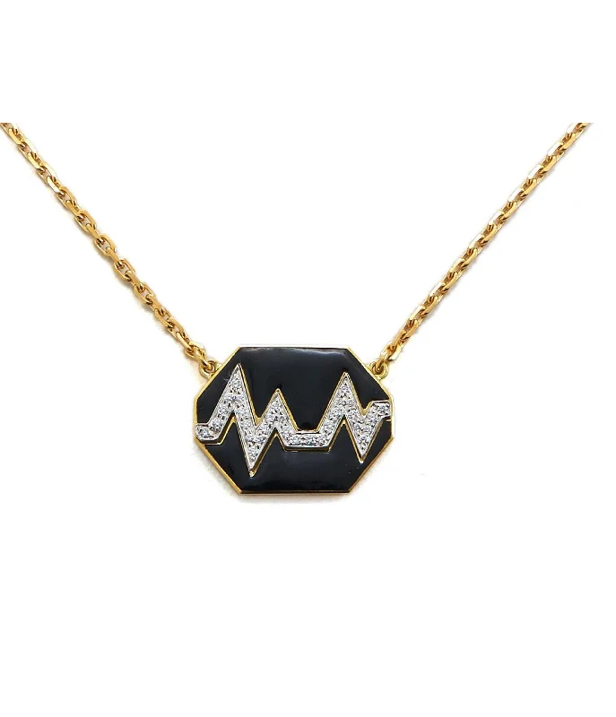 Freeform design necklaces-Skip Necklace, Black Enamel