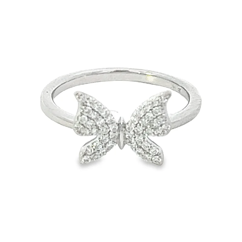 Threaded lace rings-Petite Diamond Butterfly Ring