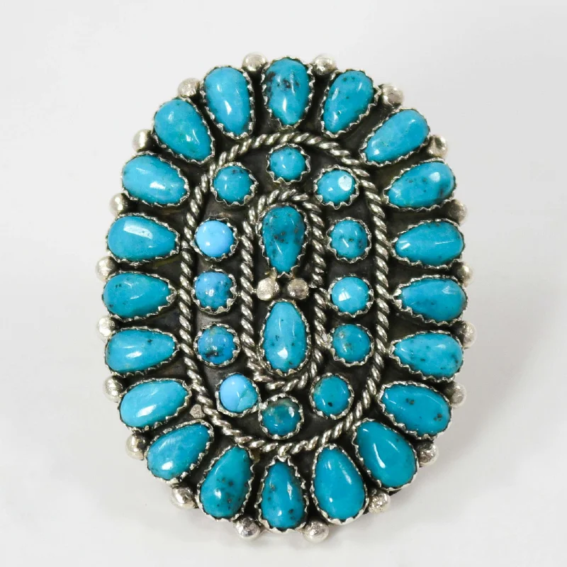 Pentagon shape rings-Kingman Turquoise Ring