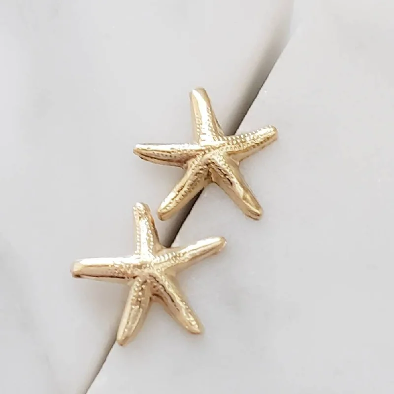 Uneven pair earrings-14k Starfish Studs