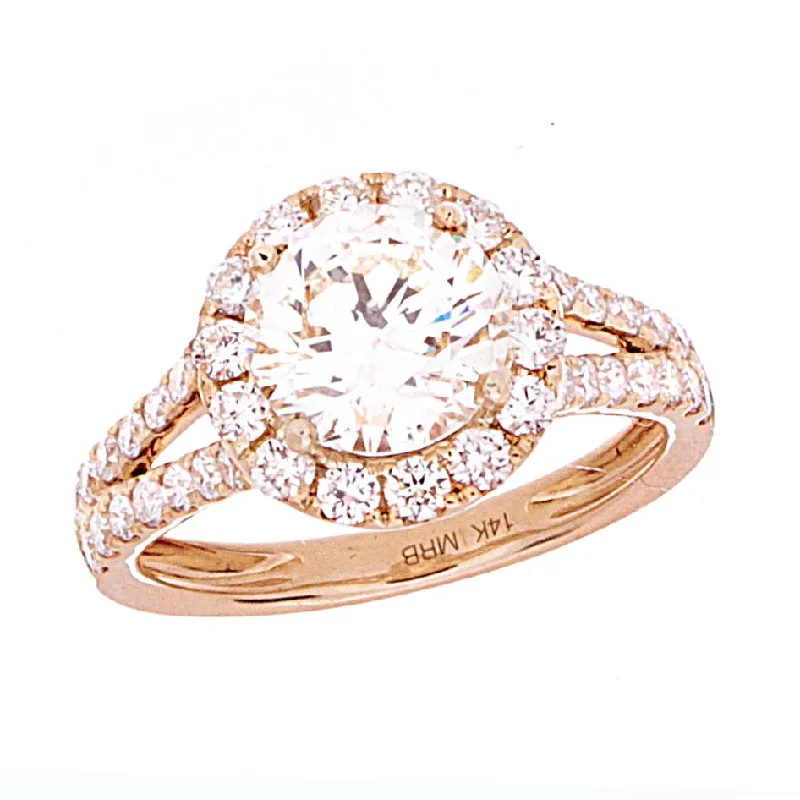 Mid-century rings-Diamond Halo Solitaire Ring