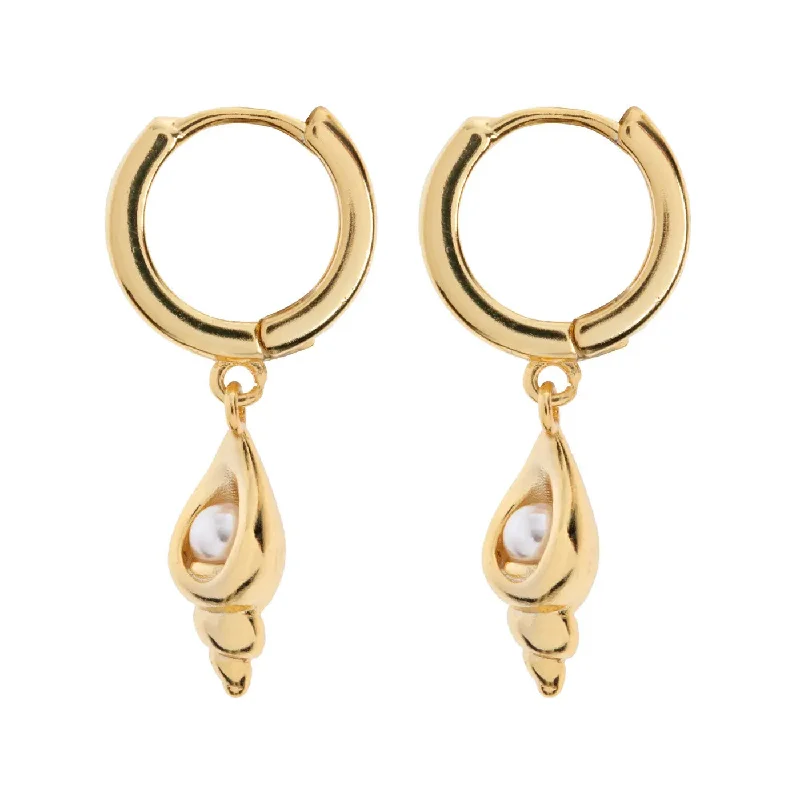 Lightweight hoop earrings-Rafi - Seashell Hoop Earrings