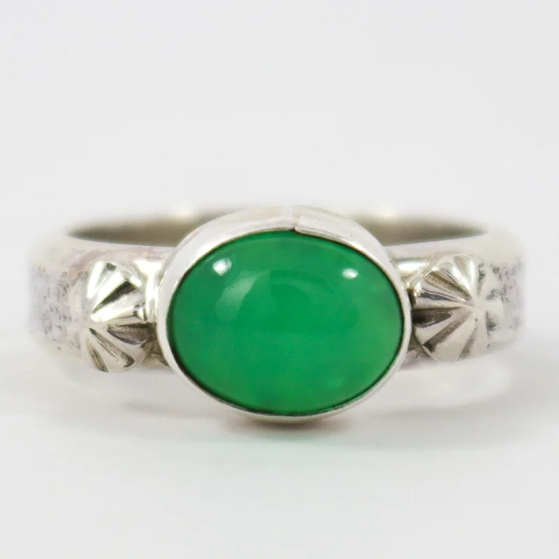 Flower carved rings-Chrysoprase Ring