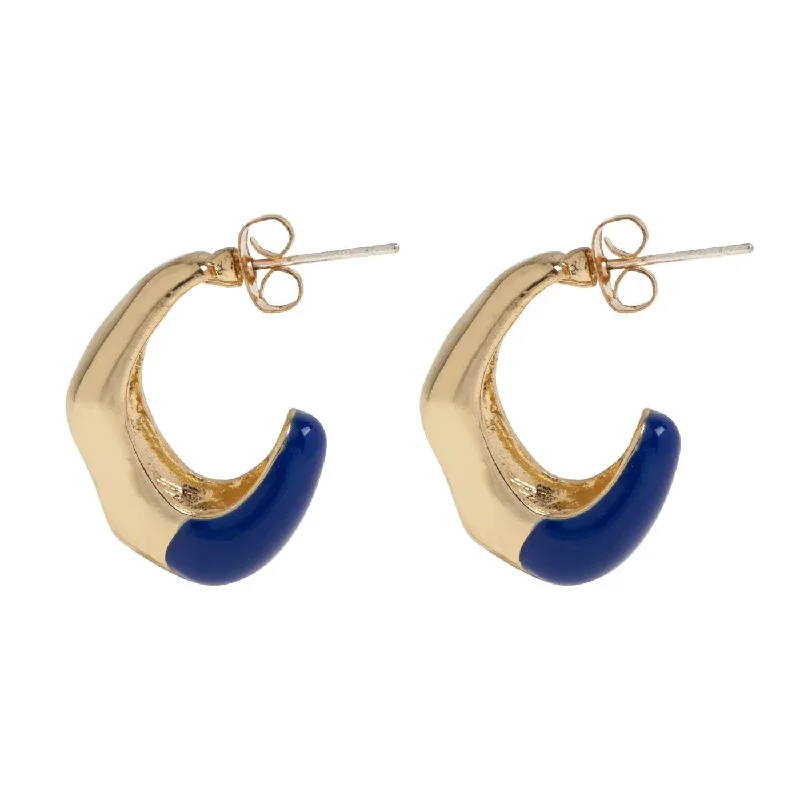 Feather-light earrings-Ayla - Blue Dipped Irregular Hoop Earrings