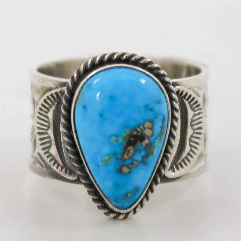 Natural pearl rings-Kingman Turquoise Ring