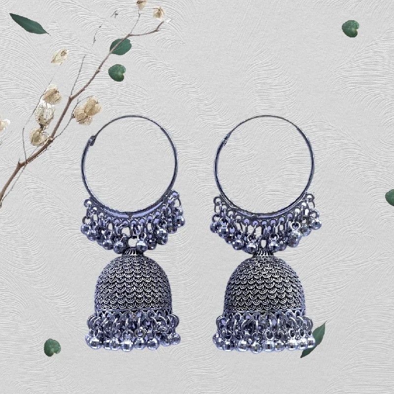 Threaded lace rings-Oxidized Hoops Earring with Zumkha