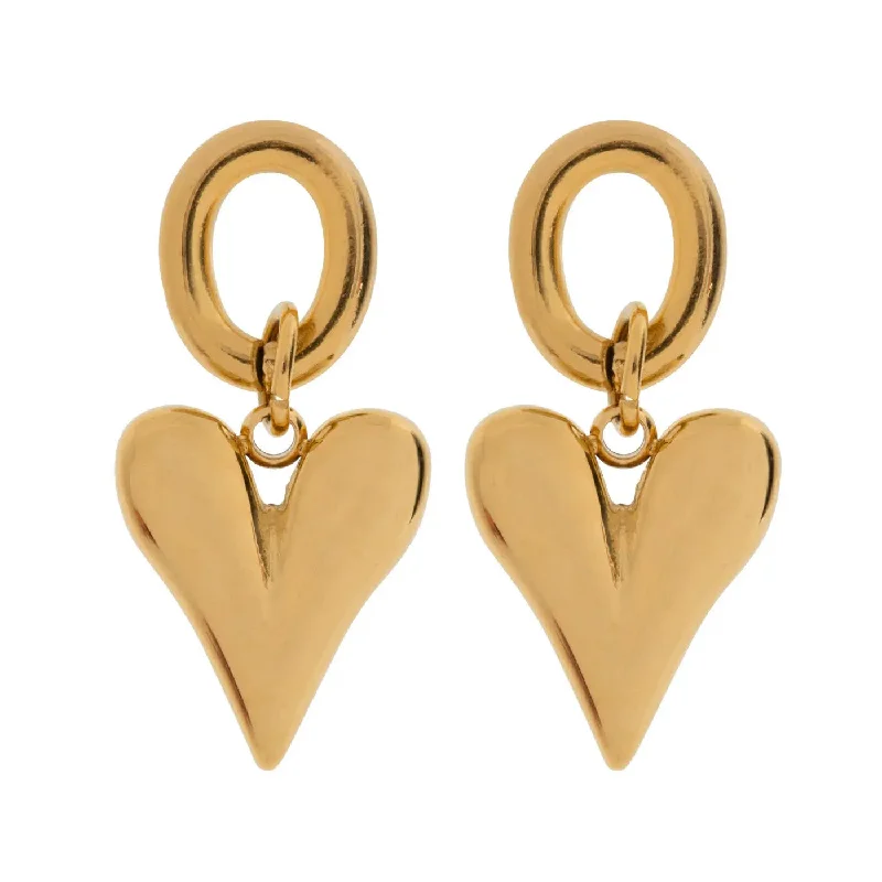 Tiered drop earrings-Laurel - Hanging Heart Stud Earring Stainless Steel