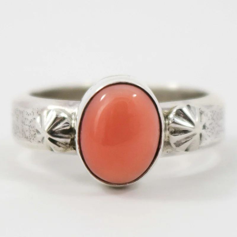 Half-moon rings-Coral Ring