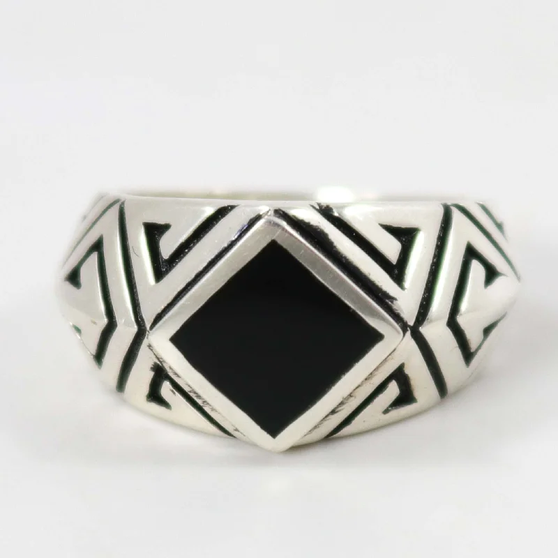 Ethnic pattern rings-Onyx Ring