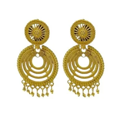 Natural pearl rings-Gold Chandbali Earring with small Design