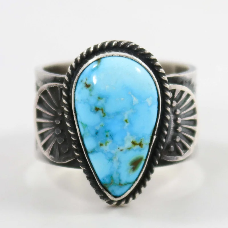 Anchor theme rings-Kingman Turquoise Ring