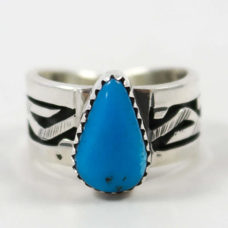 Sleek band rings-Kingman Turquoise Ring