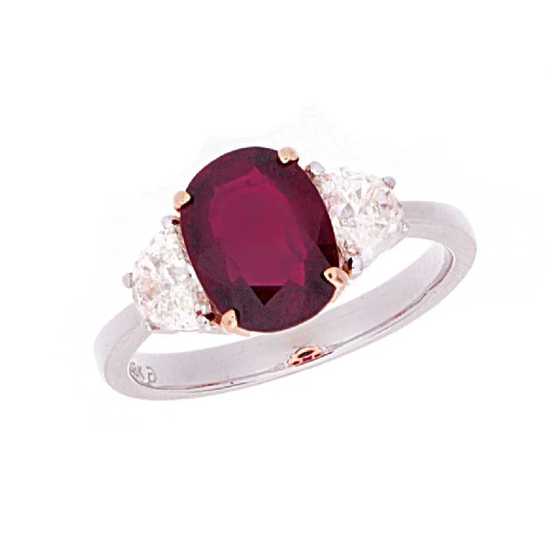 Fluid shape rings-Vivid Red Ruby Ring