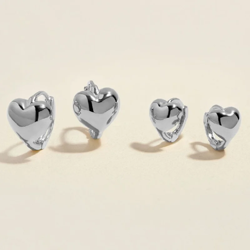 Rough texture rings-Bae Boo heart huggie earring set