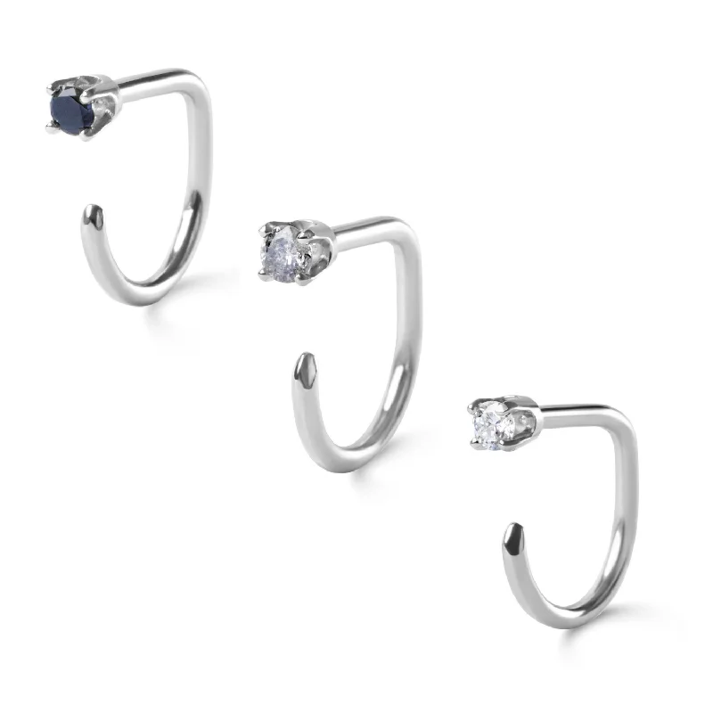 Radiant star rings-Ombre Diamond Claw Earring Set, 14k White Gold