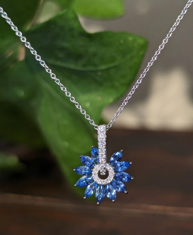 Endless knot necklaces-Zeghani Sapphire and Diamond "Burst" Necklace