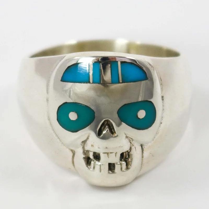 Uneven rings-Inlay Skull Ring