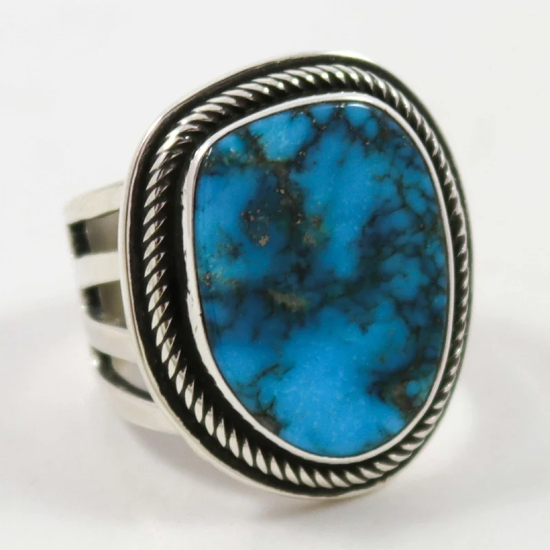 Glittering diamond rings-Morenci Turquoise Ring