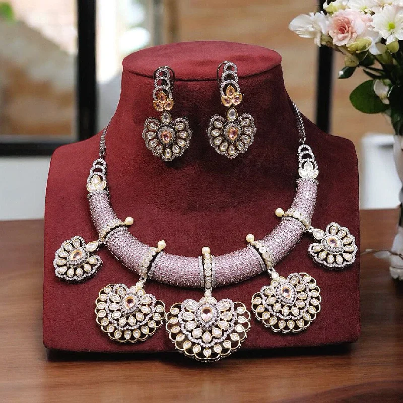 Circular drop earrings-Rajsthani Heart Shaped Choker Earrings Set, Jaipuri Heart Shaped Jewelry, Indian Jewelry Set, Jaipuri Choker Set, Pakistani Choker Set