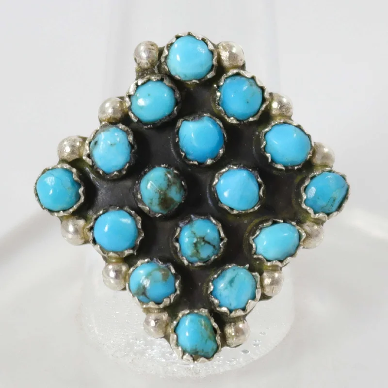 Glittering crystal rings-Kingman Turquoise Ring