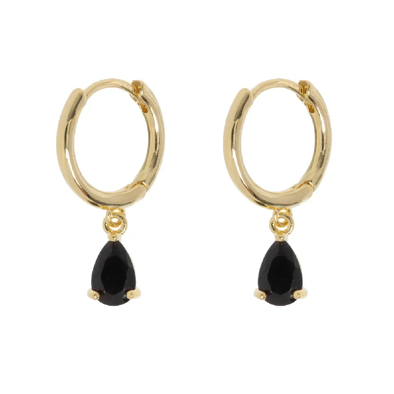 Ethnic weave earrings-Elvira - Droplet Crystal Hoop Earrings