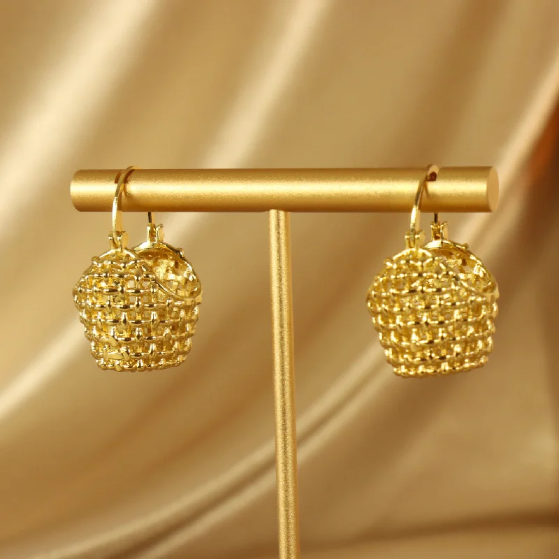 Slim threader earrings-Evangeline 18ct gold plated bucket shaped earrings