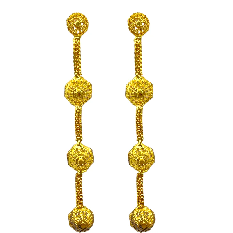 Hidden clasp rings-Long Gold Earring