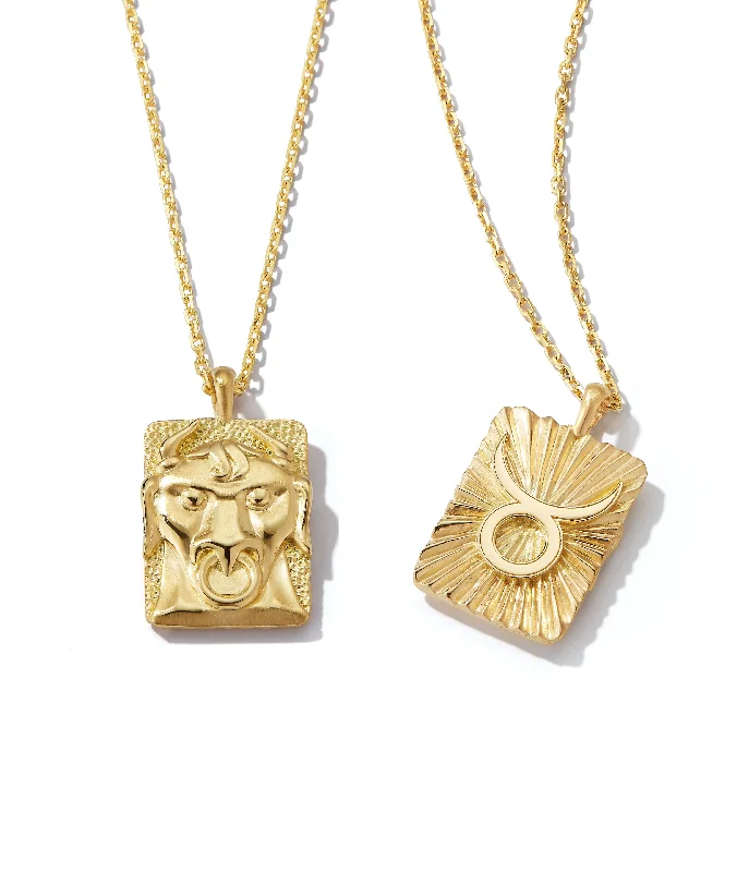 Zigzag pattern necklaces-Taurus Zodiac Pendant Necklace