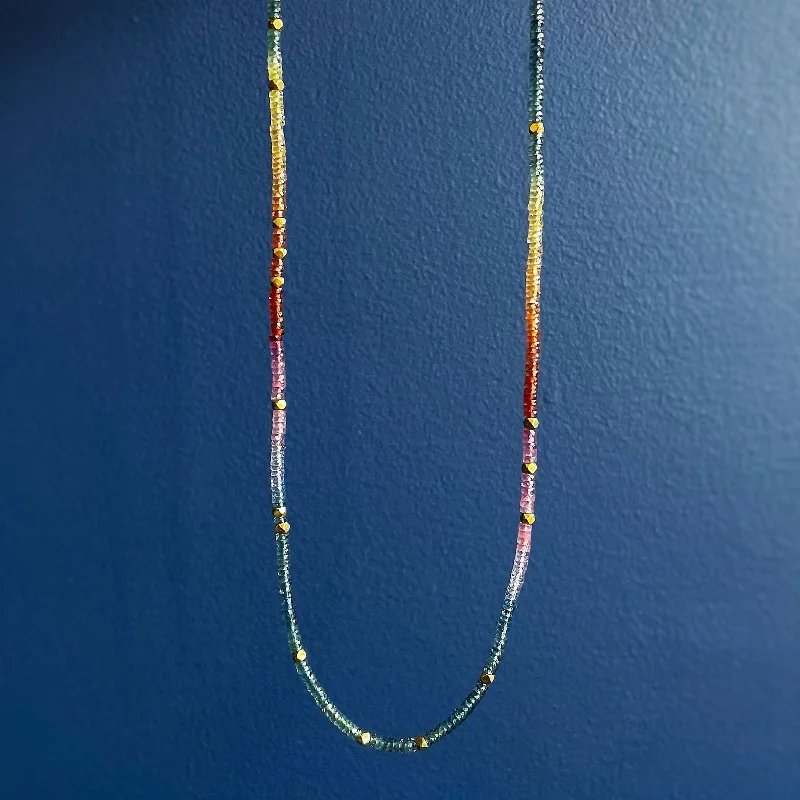 Thin rope necklaces-Kim Collins Rainbow Sapphire Necklace