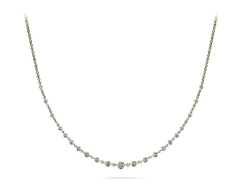 Freshwater pearl necklaces-14kt Yellow Gold Graduated Diamond Necklace (5 1/5 ctw)