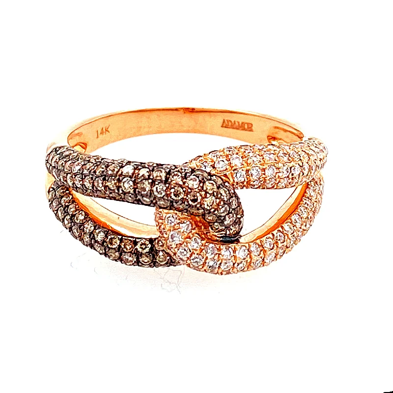 Hand-carved rings-Choco Diamond Knot Ring