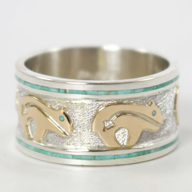 Astrology theme rings-Gold on Silver Bear Ring