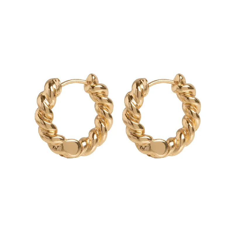 Sun phase earrings-Twisted Hoop Earrings - Gold